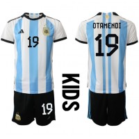 Argentina Nicolas Otamendi #19 Hjemmebanesæt Børn VM 2022 Kortærmet (+ Korte bukser)